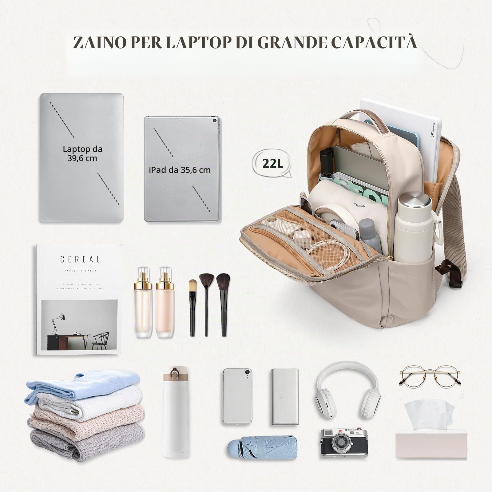 GOLF SUPAGS Zaino Porta PC Donna da 15.6 Pollici, Zaino Antifurto Donna Lavoro, Zainos Casual Daypacks per Università, Viaggi, Lavoro, Scuola