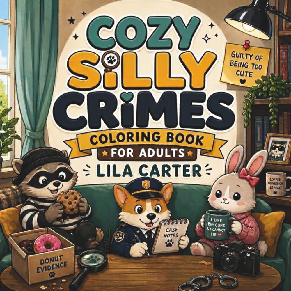 Cozy Silly Crimes: A Cozy Mystery Coloring Book for Adults - Funny & Relaxing Crime Scenes to Color for Stress Relief and Mindfulness (Cozy Mystery Scenes)