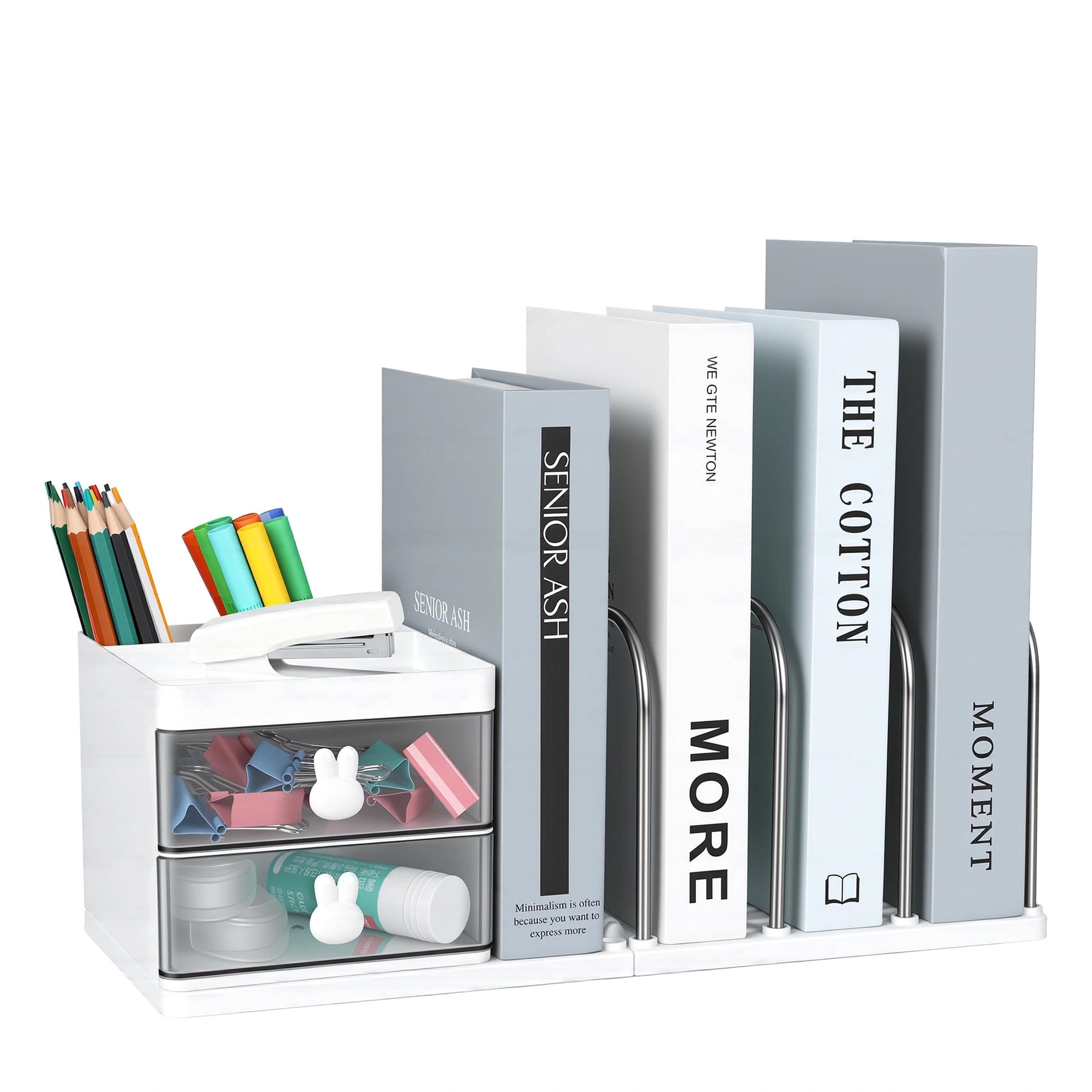 LUKDNEEY Desk Organiser with File Holder, Large Capacity Desktop Organizer, Desk Tidy Organiser, Multi-Functional Books Document Stationery for Home, Office, Schoo