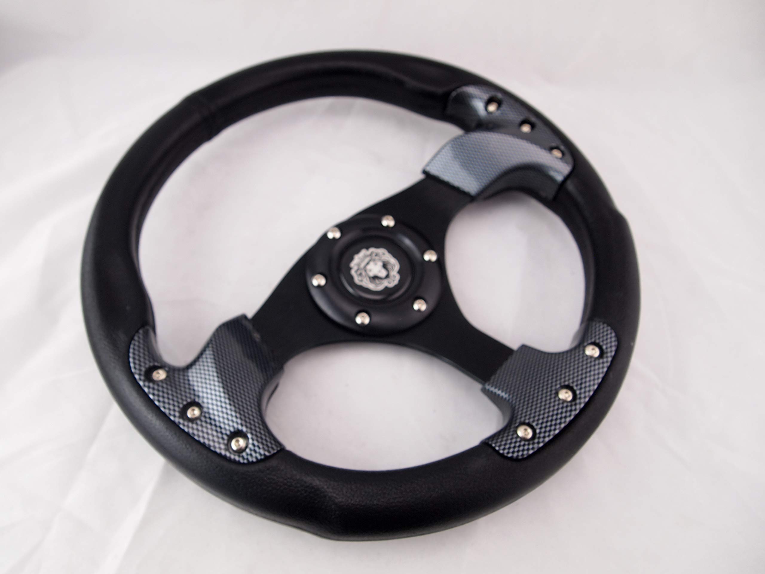 New World Motoring 1984+ Club CAR DS Carbon Fiber Steering Wheel Golf cart with Adapter 3 Spoke