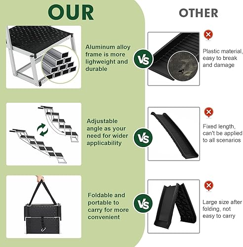 Miniatura 2 de Escaleras de coche para perros, rampa plegable para perros con superficie antideslizante para automóviles, camiones y SUV, escalones de aluminio