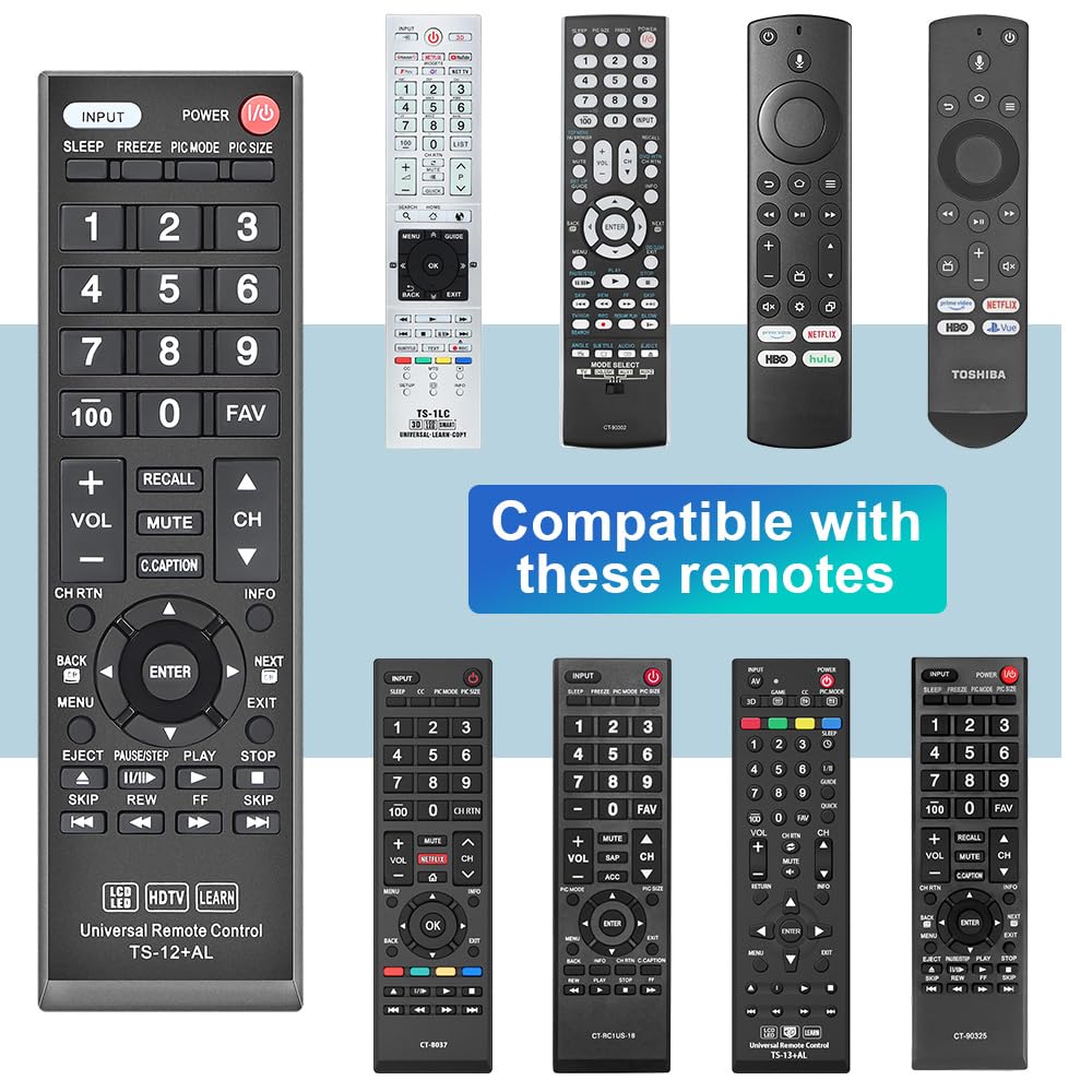 Gvirtue Universal Remote Control Compatible Replacement for Toshiba TV/ HDTV/ LCD/ LED, CT-90325 CT-90326 CT-90329 CT-8037 CT-90302 CT-90275 CT-90 CT-90366