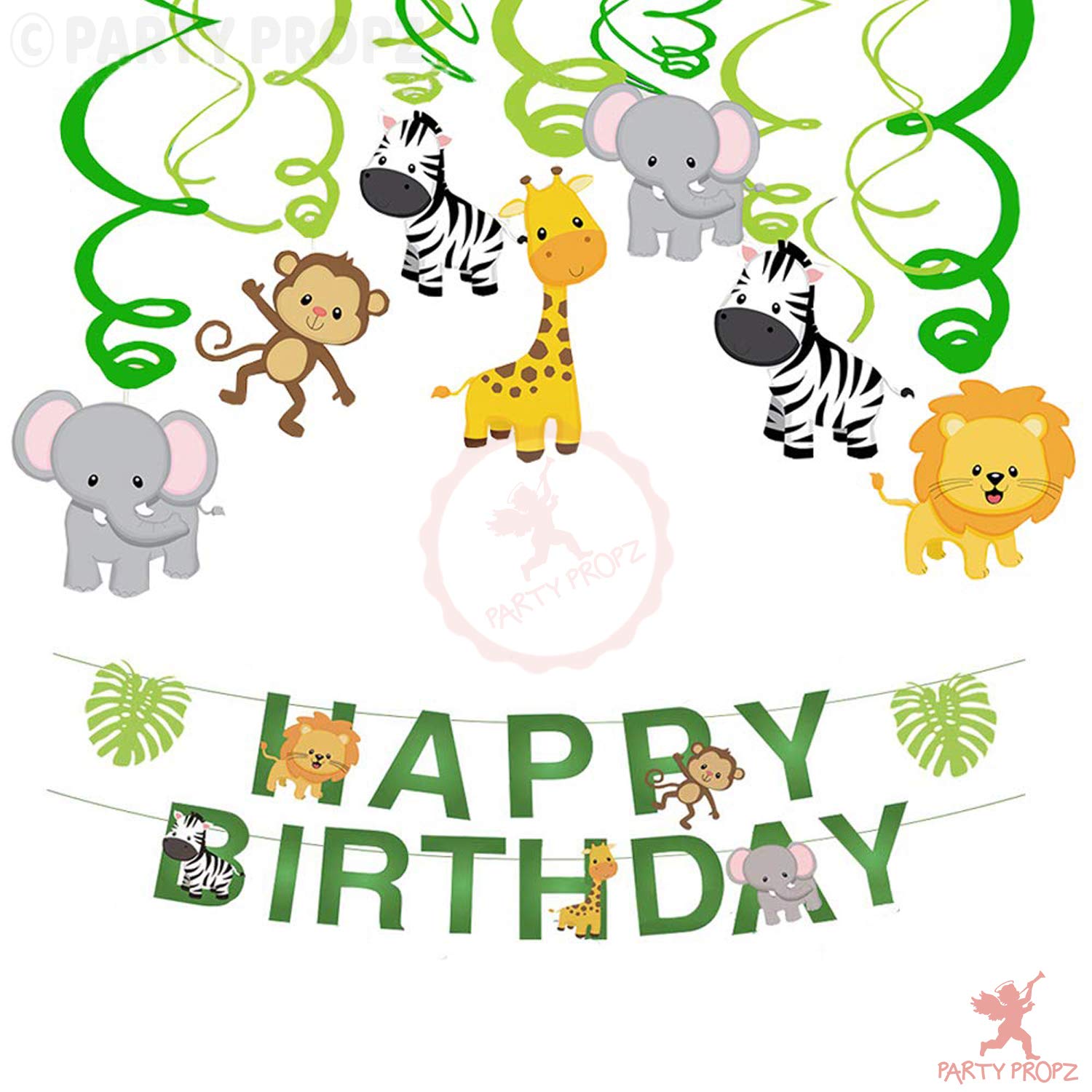 Happy Birthday Banner Animal Theme Party Propz Jungle Theme Swirls And Happy Birthday Banner For Jungle Theme  Birthday Decorations/ Animal Birthday Girls, Baby, Boys : Amazon.in: Toys &  Games