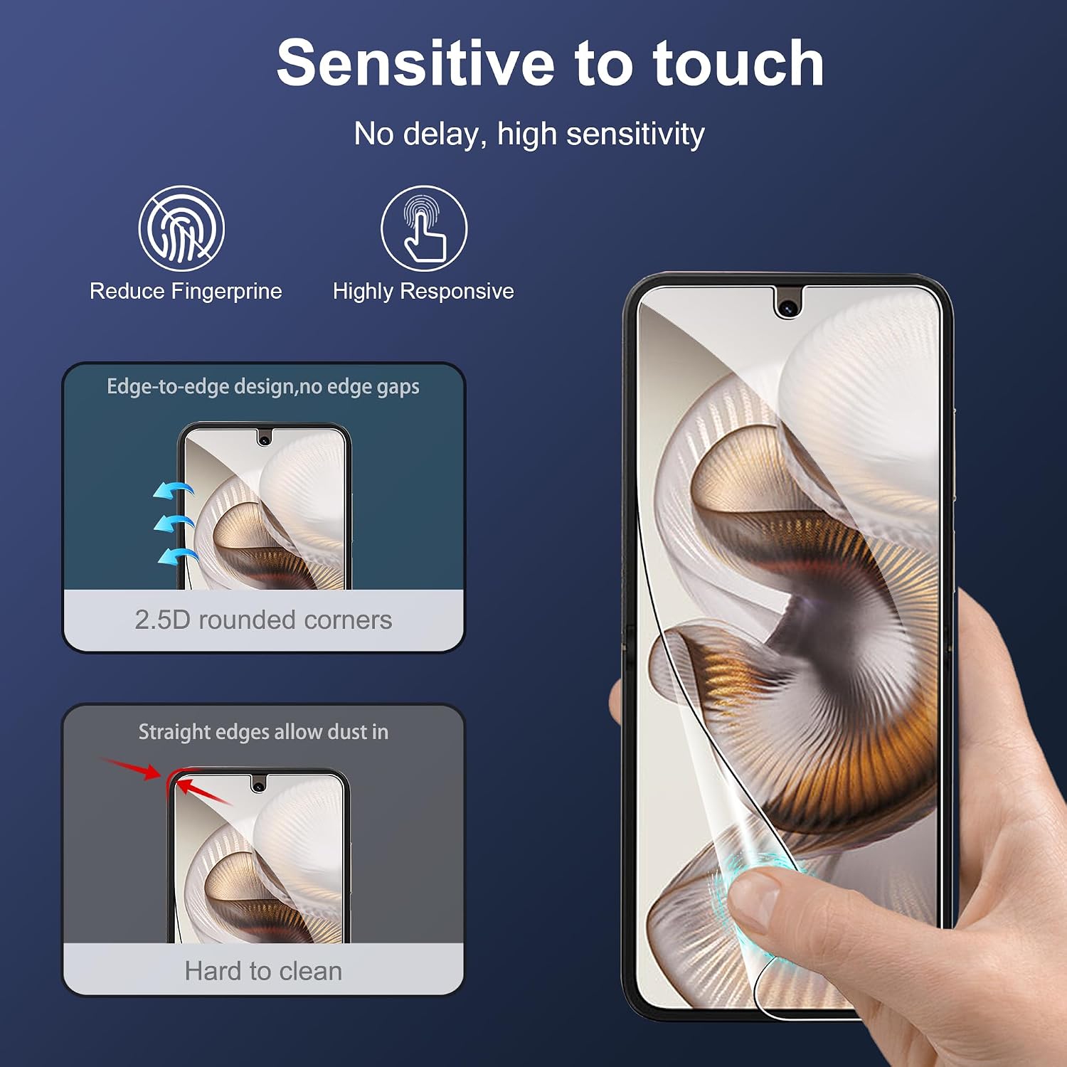 Protective Film for Xiaomi Mix Flip 2, Pack of 2 9H Hardness External for Tempered Glass + 2 Inner Protective Film, Anti-Scratch, HD image 3
