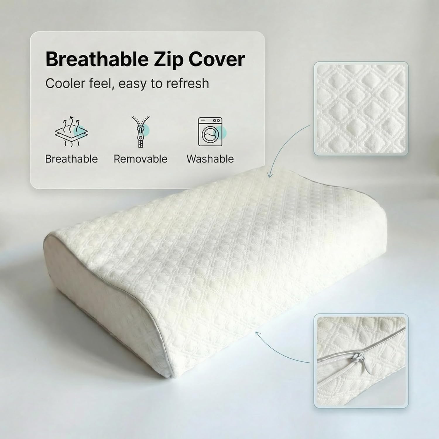 Extra Firm Contour Pillow for Sleeping - Dense Memory Foam
