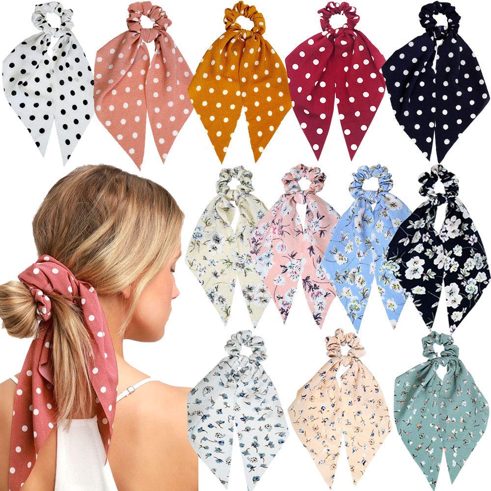 Vidya Fashions Pack of 8 MINI Ribbon Scrunchies Ties Cotton Satin Floral Scarf Rubber Bands Ponytail Holders Scrunchy Girls Elastic Scrunchies Random color and Designs (8) (B0C7Q7L8WX) Amazon Price History, Amazon Price Tracker