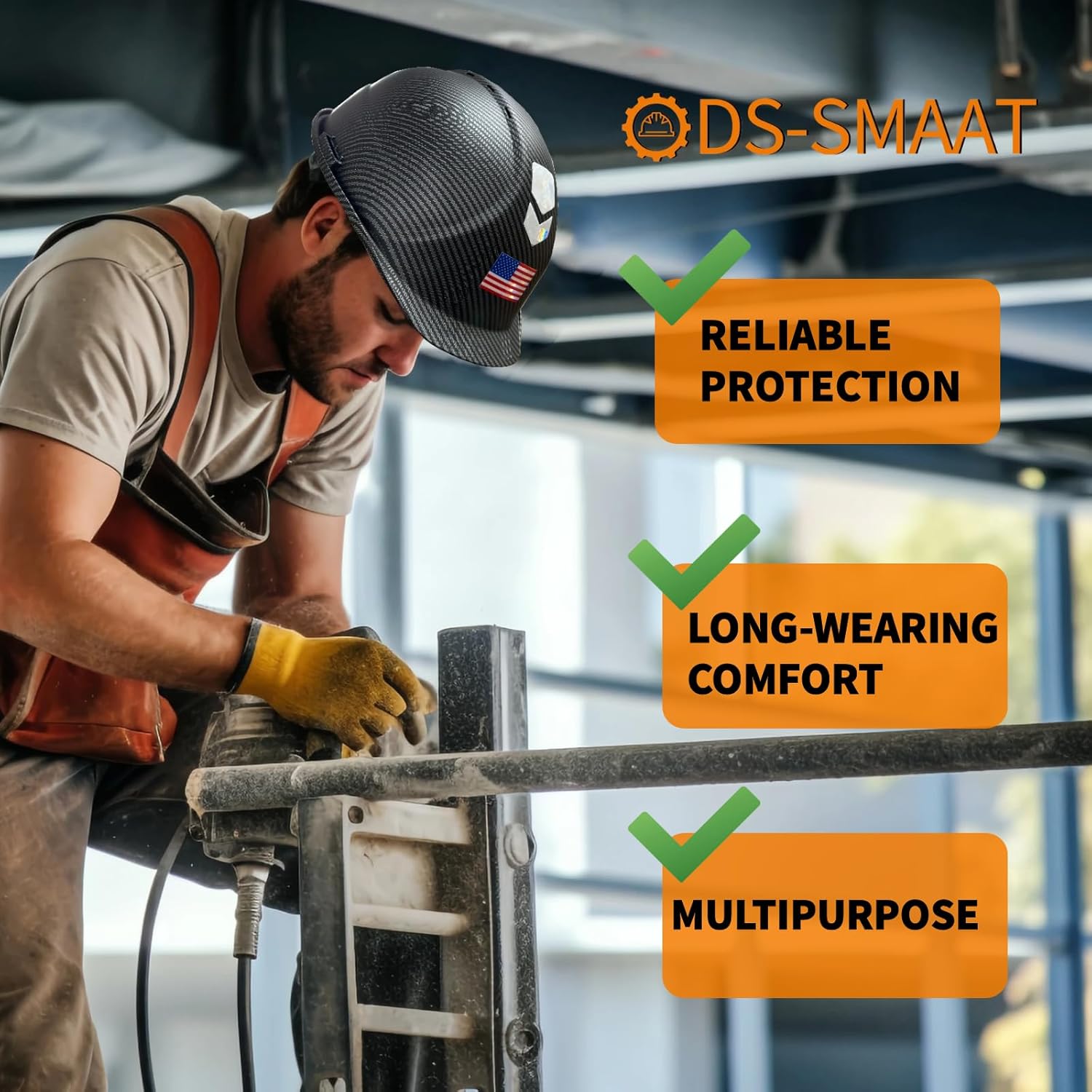 Reflective Safety Hard Hat with Visor,Vented Protection Construction Hard Hat,ANSI Z89.1& OSHA Approved Safety Helmet - Image 6