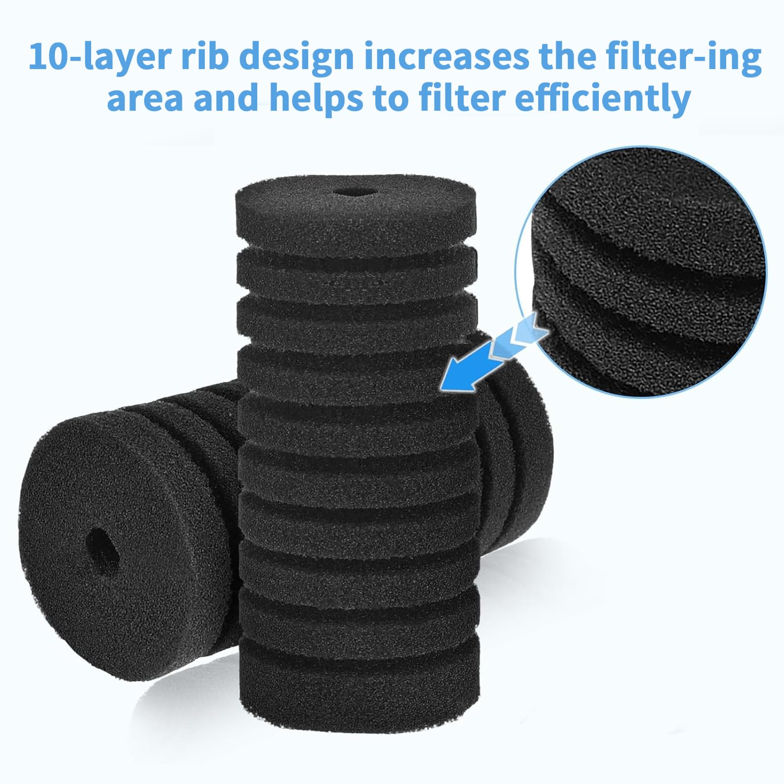 6 Pièces Filtres en éPonge pour Aquarium Filtre éPonge pour Filtration Biologique et MéCanique, éPonges de Rechange pour Filtre D'Aquarium,Filtre Silencieux en Mousse de PlongéE pour Aquarium