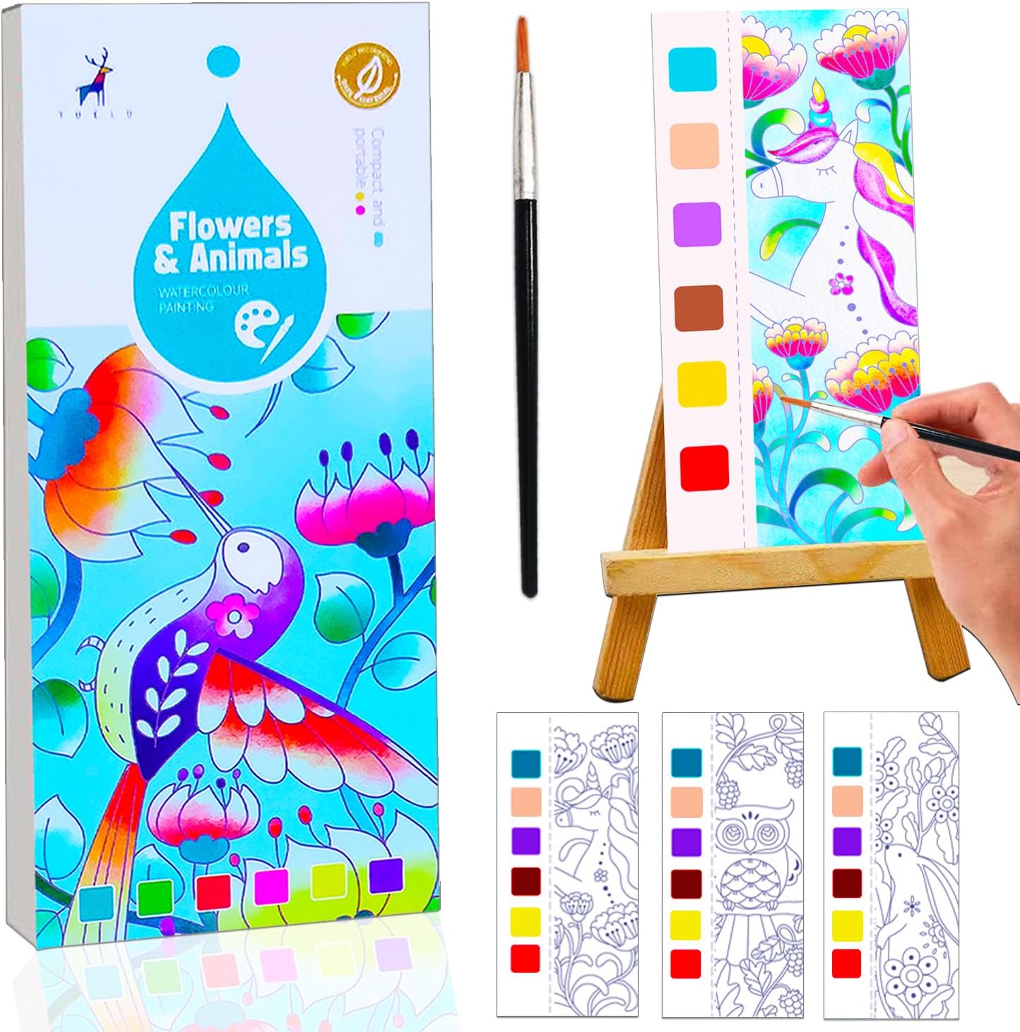 YXOTJHSWater Color Paint Sets for Kids, Pocket Watercolor Painting Book, Watercolor Coloring Books for Kids Ages 4-8, Mess Free Coloring for Toddlers, Arts and Crafts for Girls Boys Gifts