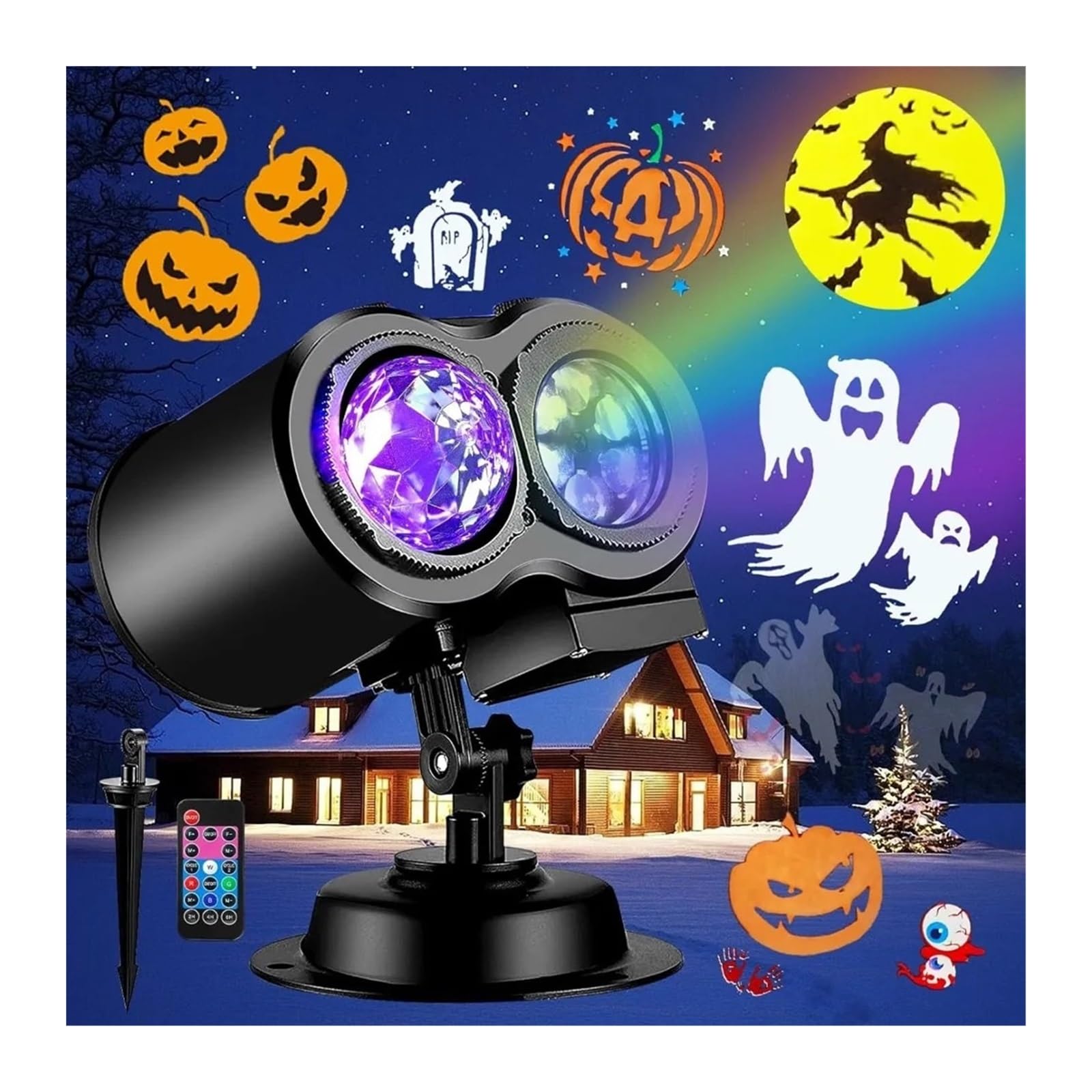 Projektor Weihnachten, Hellere Halloween-Dekorationen, Projektorlichter und Weihnachtsprojektor for den Außenbereich, 17 HD-Effekte((19 Slides))
