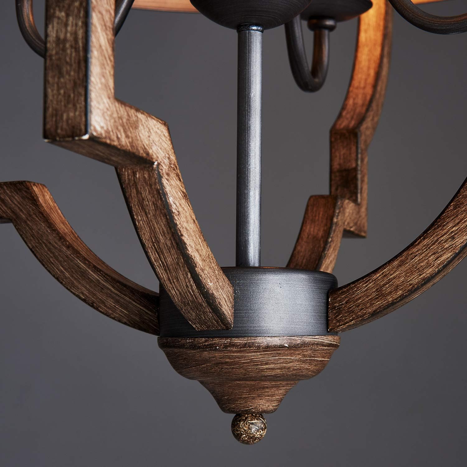 Wееklу Tор Sаlе Saint Mossi 4-Lights Stardust Distressed Oak Finish Farmhouse Chandelier Light Fixture,Rustic Globe Chandelier Style,Globe Pendant Light Farmhouse Pendant Light Fixtures,H22 x D20,Chain Adjustable