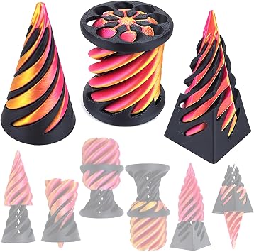 3PCS the Impossible Cone Fidget Toys Set, 3D Printed Spiral Cone Fidget Toy & Pyramid Passthrough Sculpture, Stress Relief Toys for Anxiety,Desktop Decoration Gift for Kids & Adults