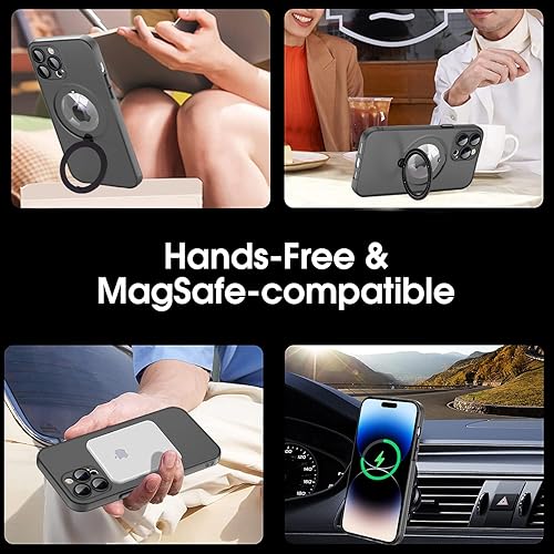 Miniatura 5 de Funda para iPhone 12 Pro Max, [compatible con Magsafe] con protector de lente de cámara y kiskstnad funda protectora ligera y translúcida mate,
