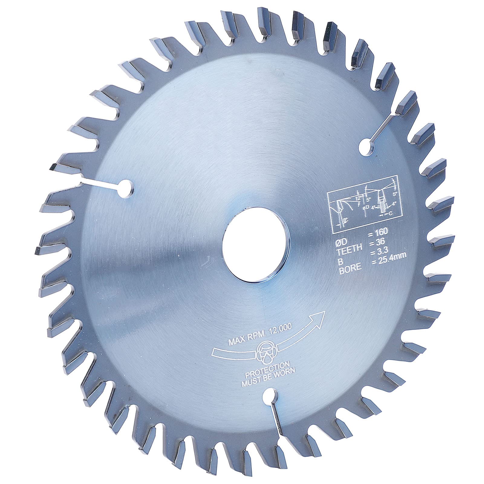 Brzeszczot z twardego stopu do obróbki drewna – 36 zębów, średnica 160 mm, trzpień 25,4 mm – niebieska powłoka zapobiegająca rdzy – tarcza tnąca do płyt z litego drewna