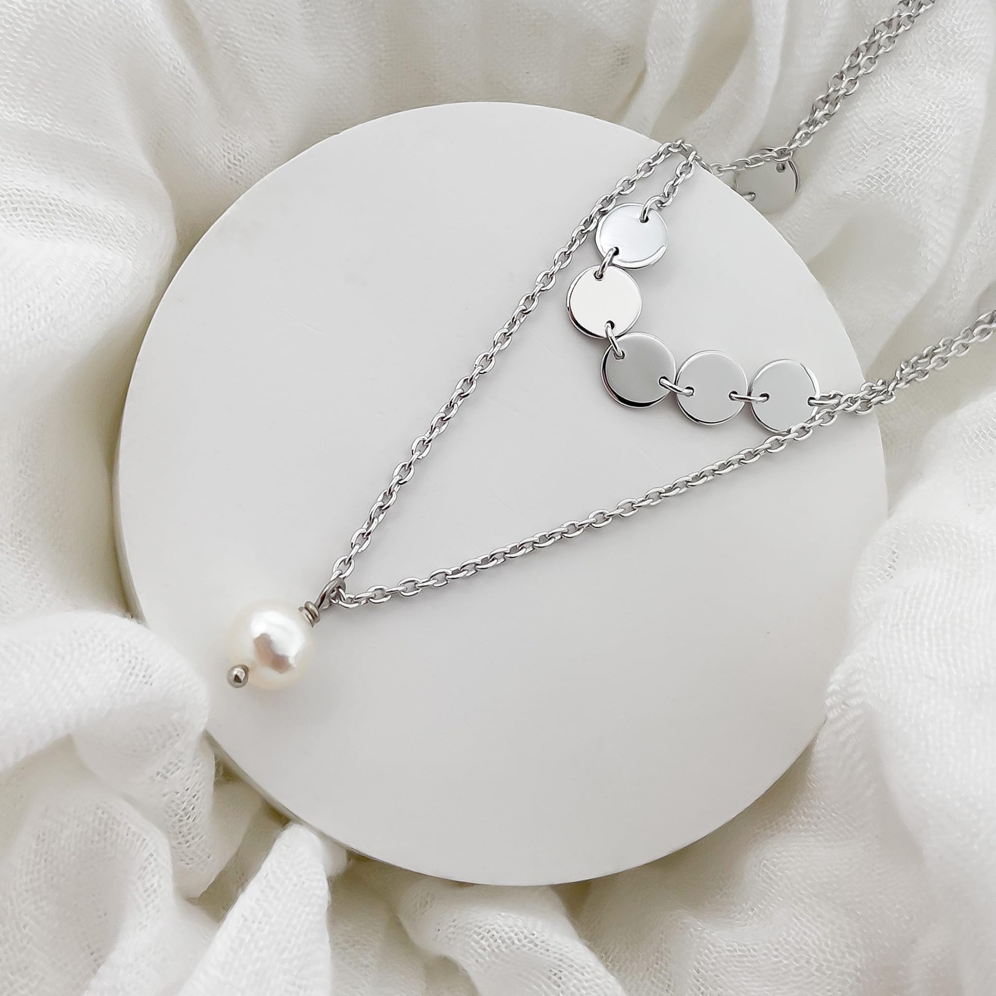 Mary & Jules Perlenkette Damen Gold, Kette Damen Gold aus 925 Sterling Silber vergoldet mit echter Süßwasserperle, Geschenk für Frauen & Mädchen, aus recyceltem Silber