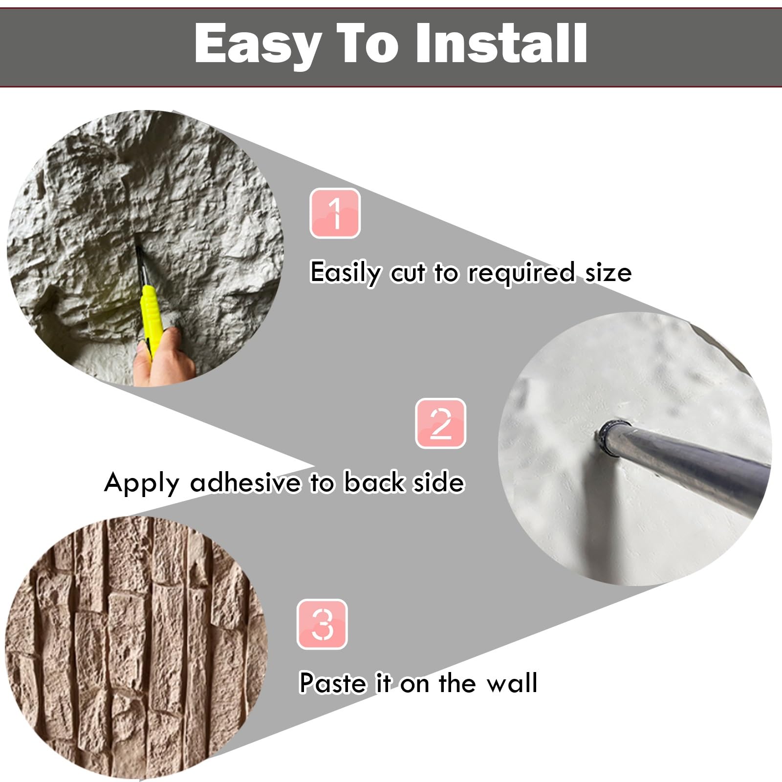 Piastrelle da parete in finta pietra, pannelli testurizzati 3D, rivestimento murale moderno effetto mattone per balcone, villa, cortile, interni o esterni