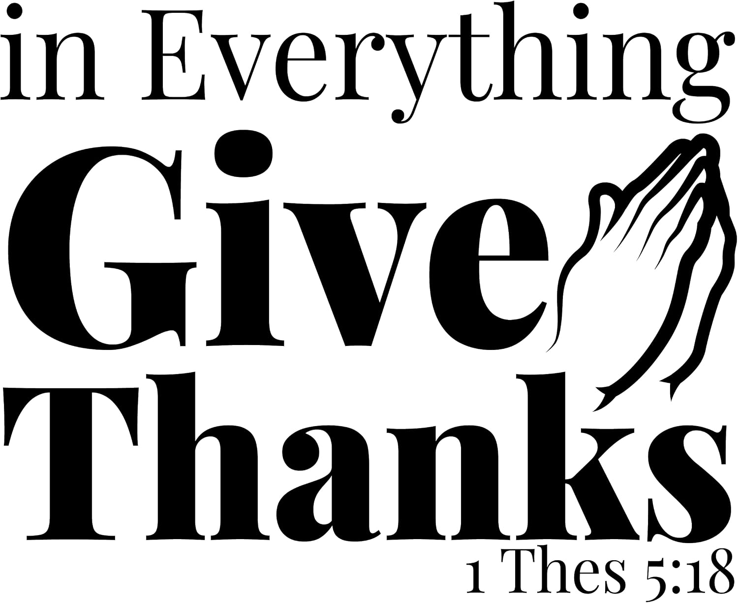 Vinyl Wall Decal Bible Verse with Praying Hands - Religious Wall Decals for Living Room Bedroom Hallway Church - Inspirational Wall Stickers for Kids and Adults