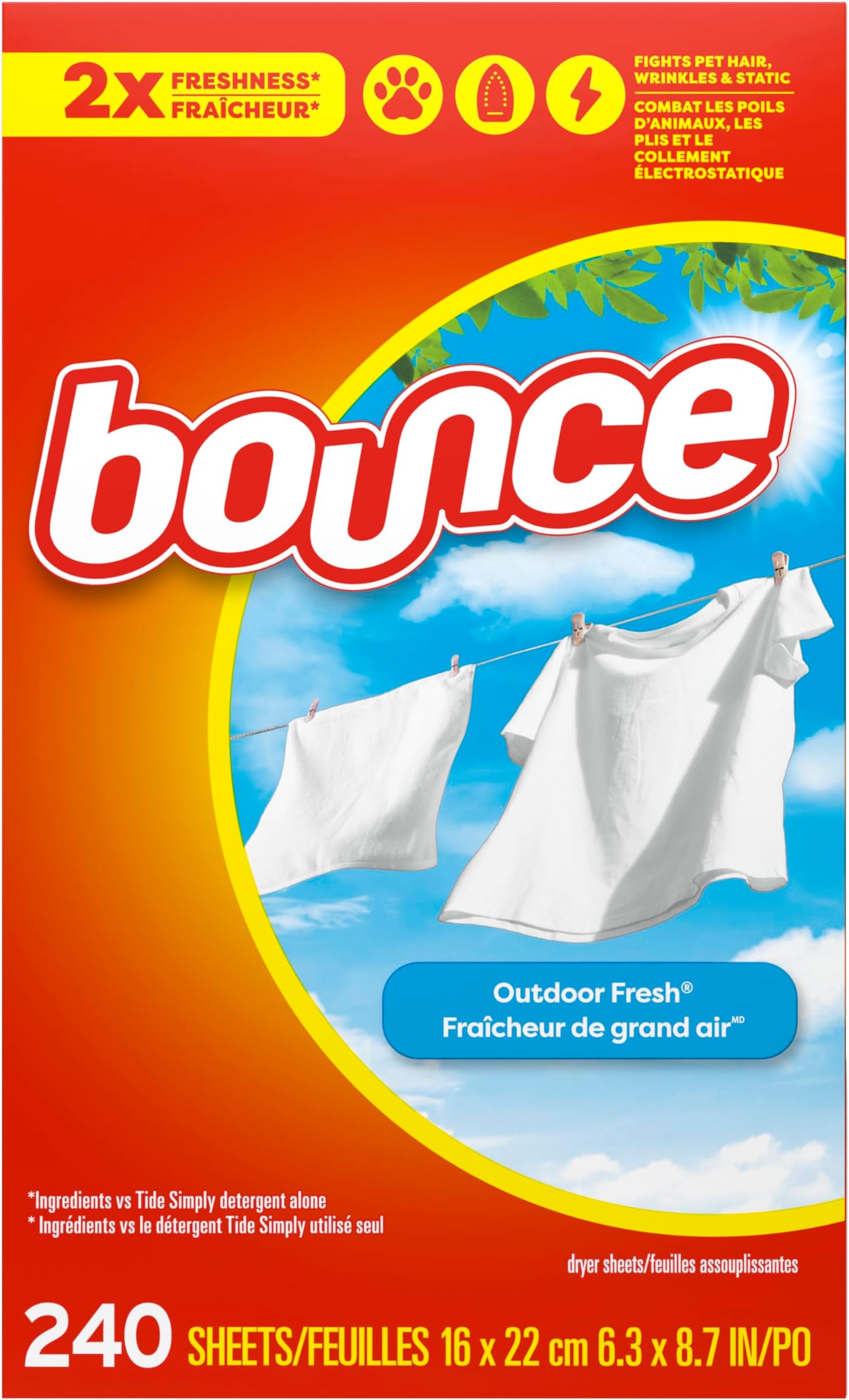 Bounce Outdoor Fresh Fabric Softener Sheets 240 Count by Bounce [並行輸入品]
