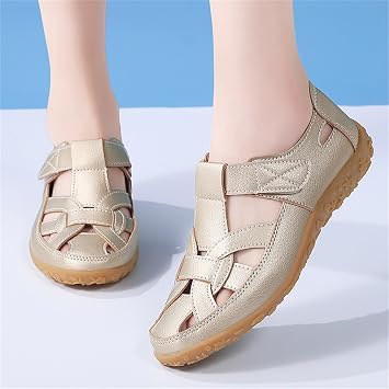 Gladiator Sandals for Women 2025 Summer Closed Toe Fisherman Sandals with Flat Heel,Soft Leather Casual Roman Holiday Shoes