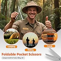 Vista 2 de XXOK 2-in-1 foldable scissors with measuring ruler - stainless steel mini Travel Scissors portable lightweight EDC scissors multitool suitable for