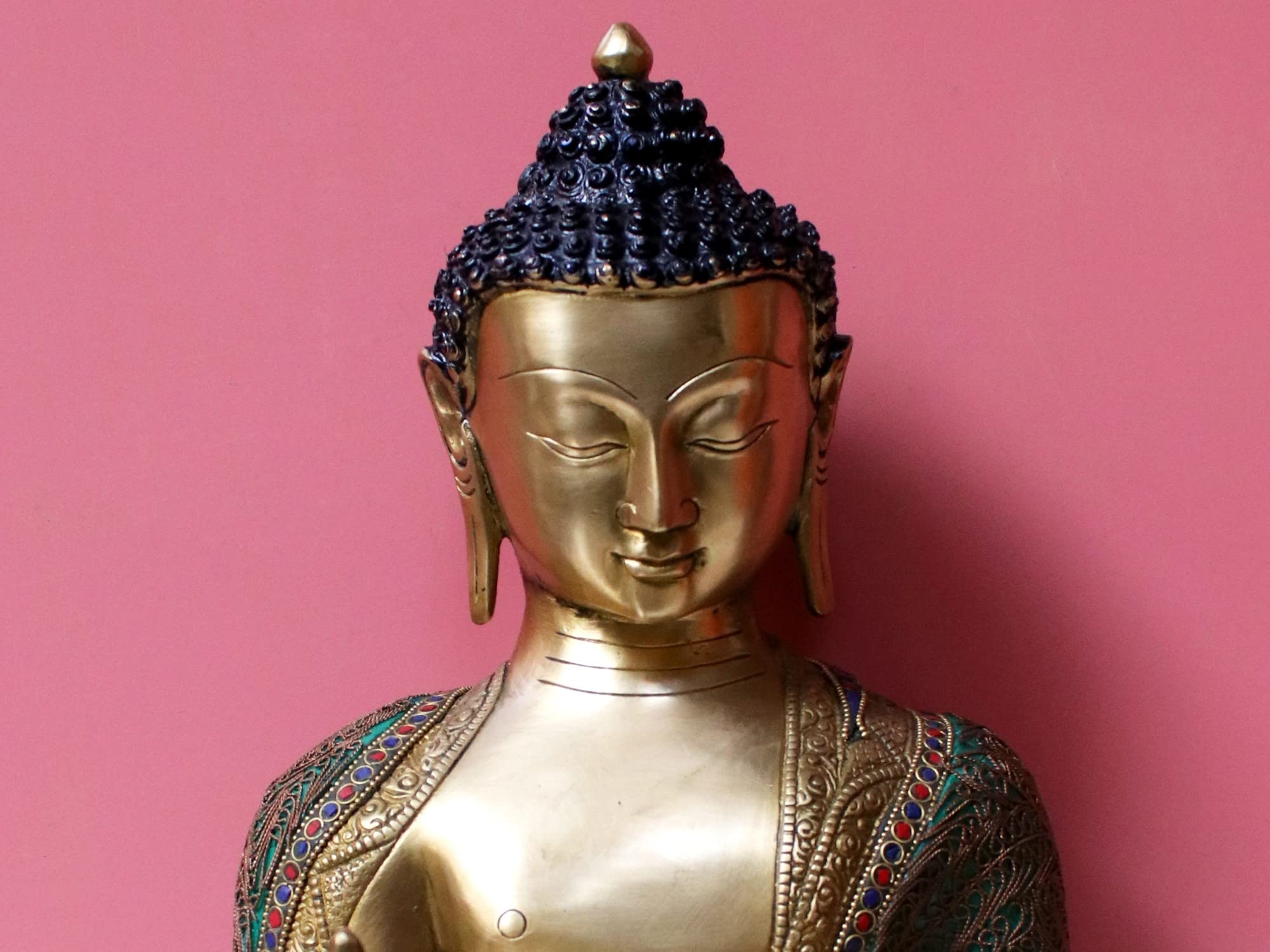 Amazon｜16インチ 真鍮 ガウタム 仏陀 仏陀 仏像 象嵌細工付き｜仏像