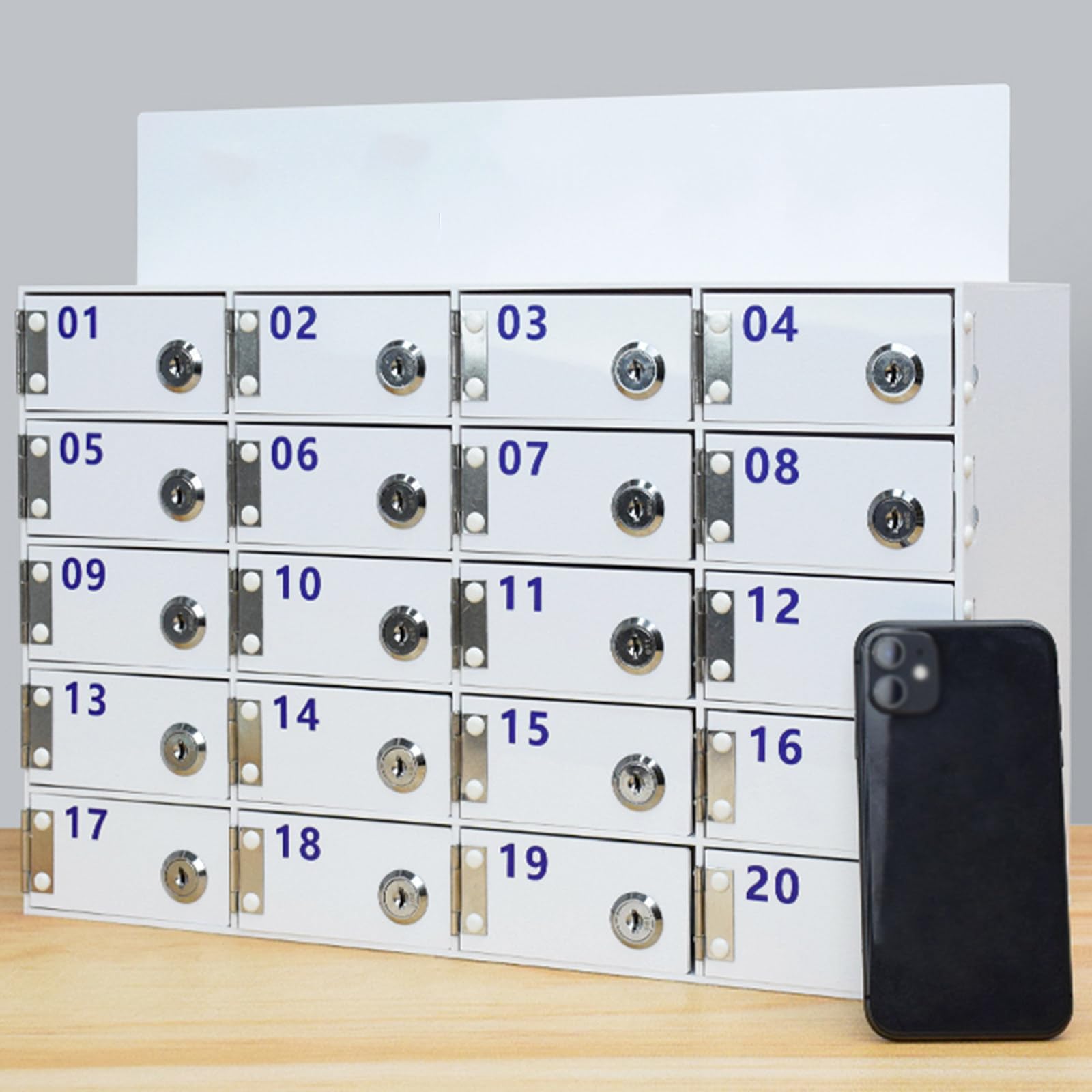HTIANMM Mobile Phone Cabinet with Locks and Keys,Acrylic Mobile Phone Storage Cabinet Wall-Mounted Phone Safe,for Office School Classroom Factory,100Slots
