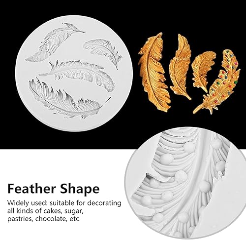 Miniatura 3 de Molde de silicona para decoración de tartas de fondant en forma de pluma, herramienta de molde de chocolate para cocinar, cocinar, hornear,
