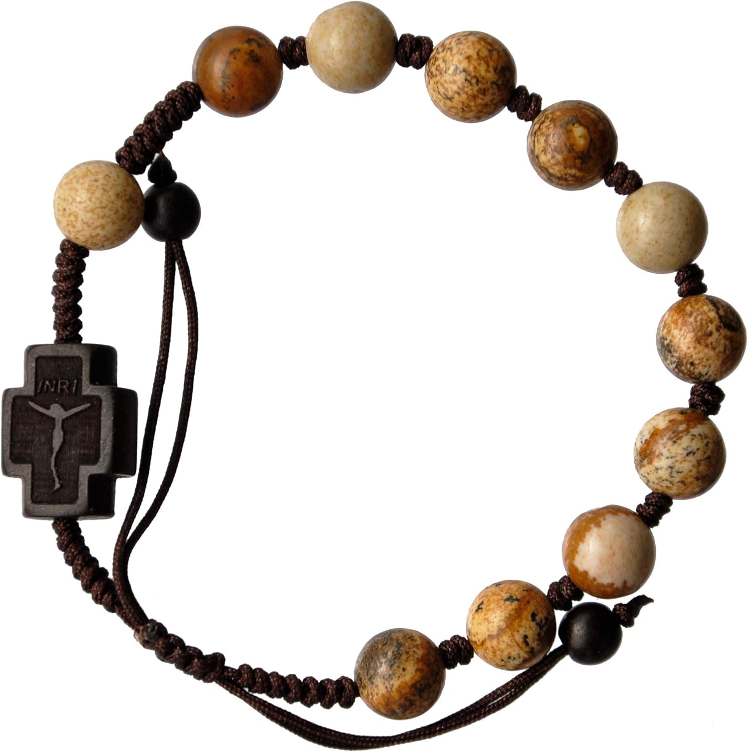 Sine Cera Picture Jasper & Jujube Wood Adjustable 8mm Rosary Bracelet - Image 2