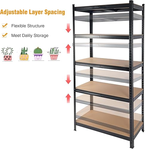 Miniatura 5 de REDCAMP Estantes de almacenamiento de garaje ajustables de 5 niveles con estantería de almacenamiento de garaje de jabalí, estante grande de