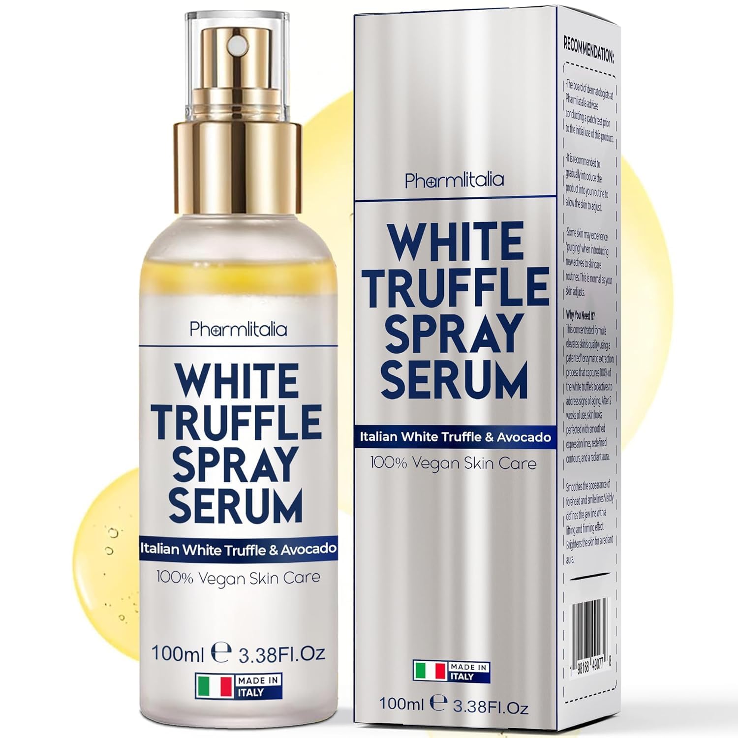 Italian White Truffle Spray Serum - Vegan Skin Care - Face Mist Hydrating Spray with Avocado & White Truffles - Face Serum for Radiant Skin - 3.38 Fl Oz