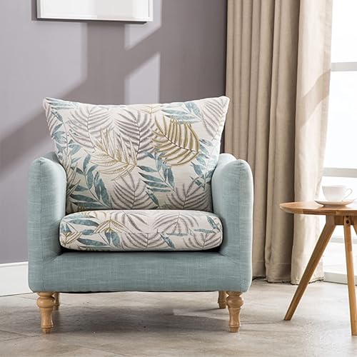 Icoget Silla con reposabrazos de tela sofá individual moderno de mediados de siglo con patas de madera de goma cómoda silla tapizada para sala de