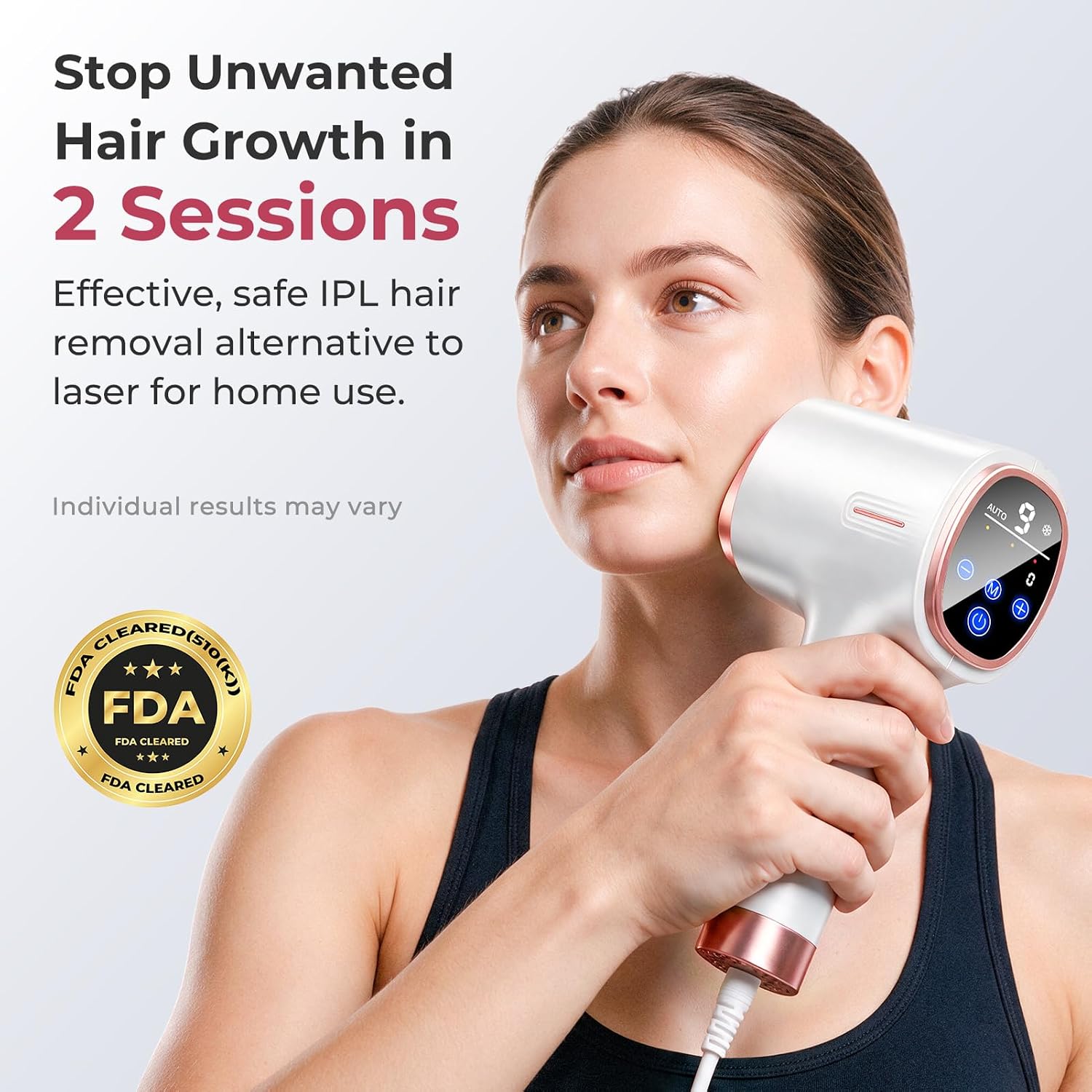 Ubroo IPL Laser Hair Removal Device, Reduce Hair Regrowth, At-Home Professional Results, Ice Cooling Laser Hair Removal Device for Women and Men, Face Body Bikini