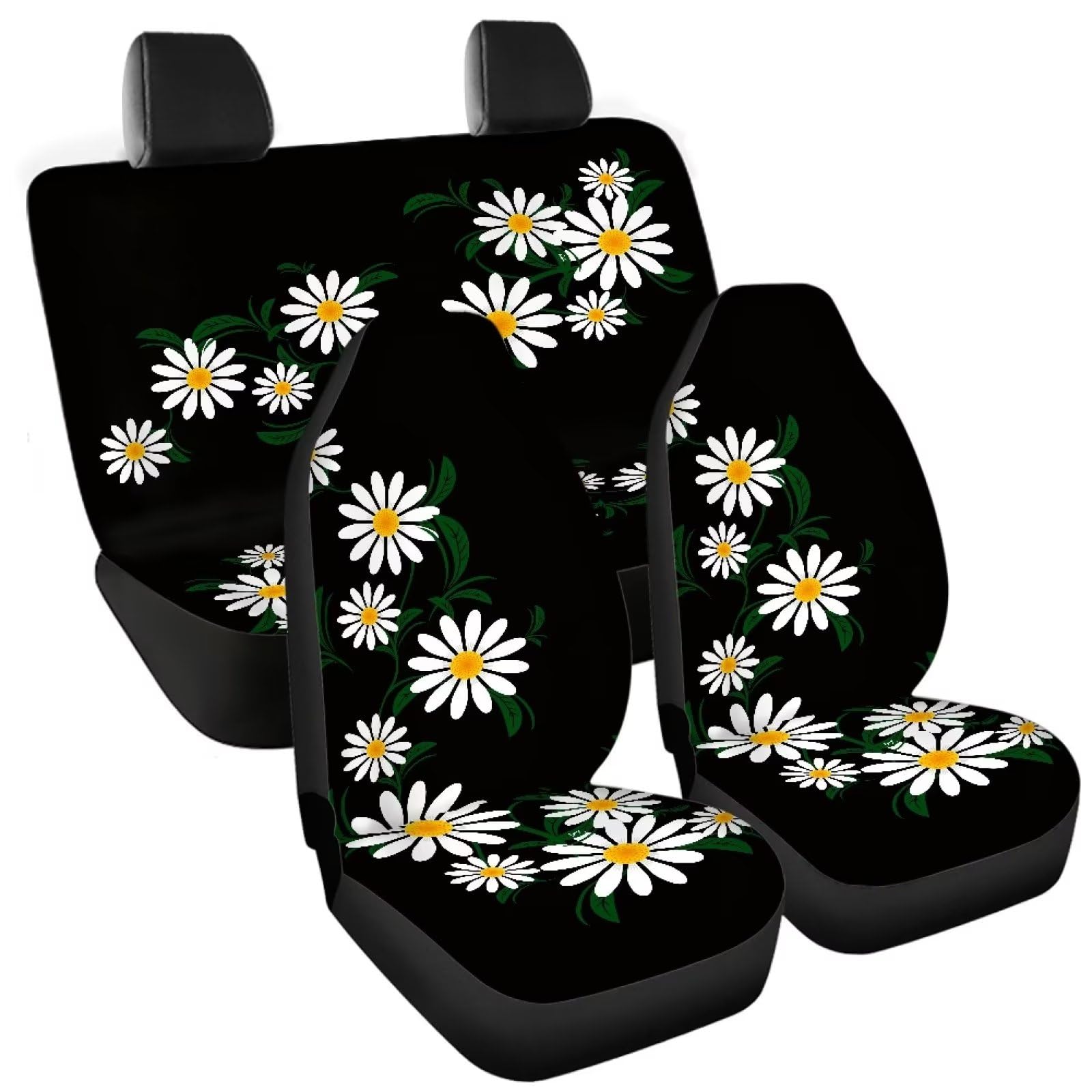 Daisy Pokrowce na siedzenia samochodowe dla kobiet, pełny zestaw 4 pokrowców na przednie i tylne siedzenia, odporne na każdą pogodę, trwałe maty do siedzenia dla zwierząt domowych,