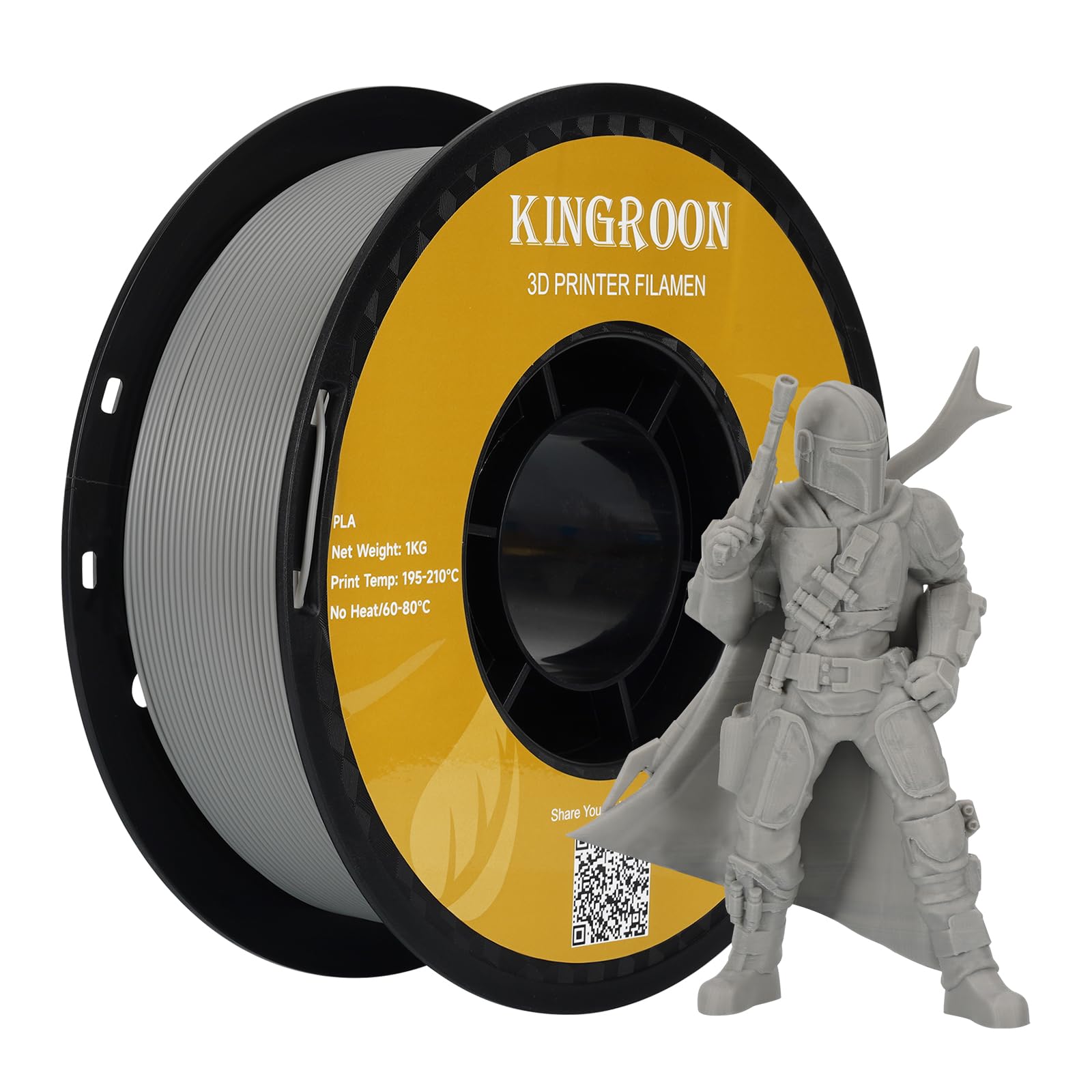 Sponsored Ad – Kingroon PLA Filament 1.75mm for 3D Printer, Filament 3D Printing Materials, 1KG 3D Filament Dimensional Accuracy +/- 0.03 mm,3D Printer Filament PLA with Spool Wound Neatly, Grey
