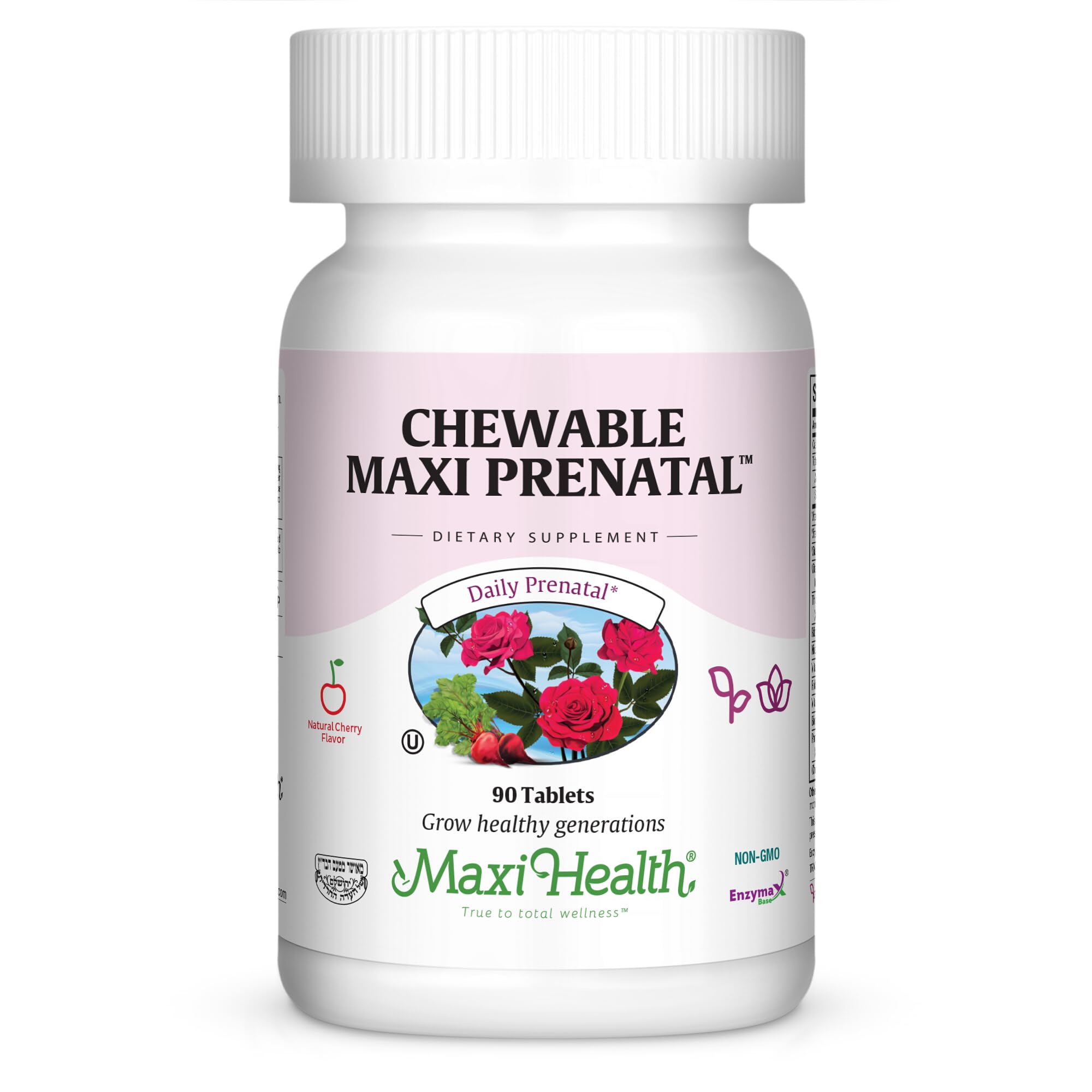 Maxi Health® Chewable Prenatal Vitamins for Women with Iron (90 Tablets)