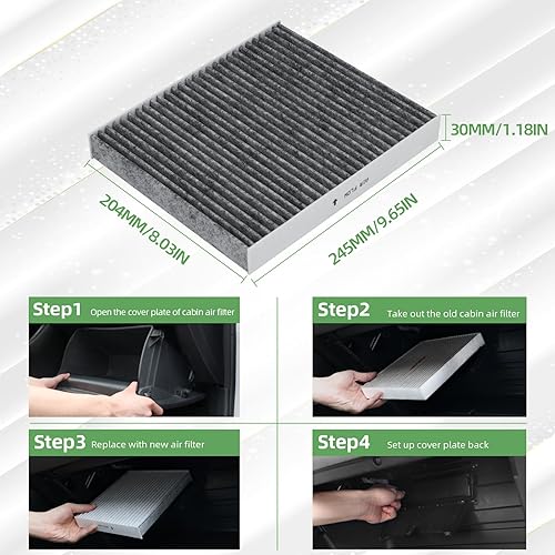 Miniatura 7 de CF11966 Filtro de aire de cabina con carbón activado compatible con Sierra 1500 2019-2023, Silverado 1500 2019-2023, Yukon 2021-2023, Equinox