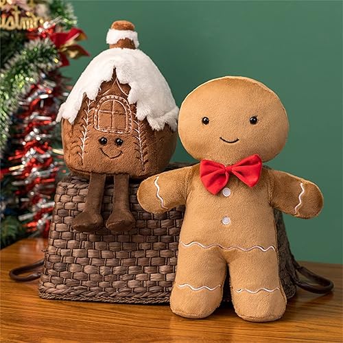 Miniatura 6 de Juguetes de peluche de Navidad, 15.7 pulgadas, animal de peluche navideño de jengibre, hombre de jengibre, cojín suave para abrazar, juguete de