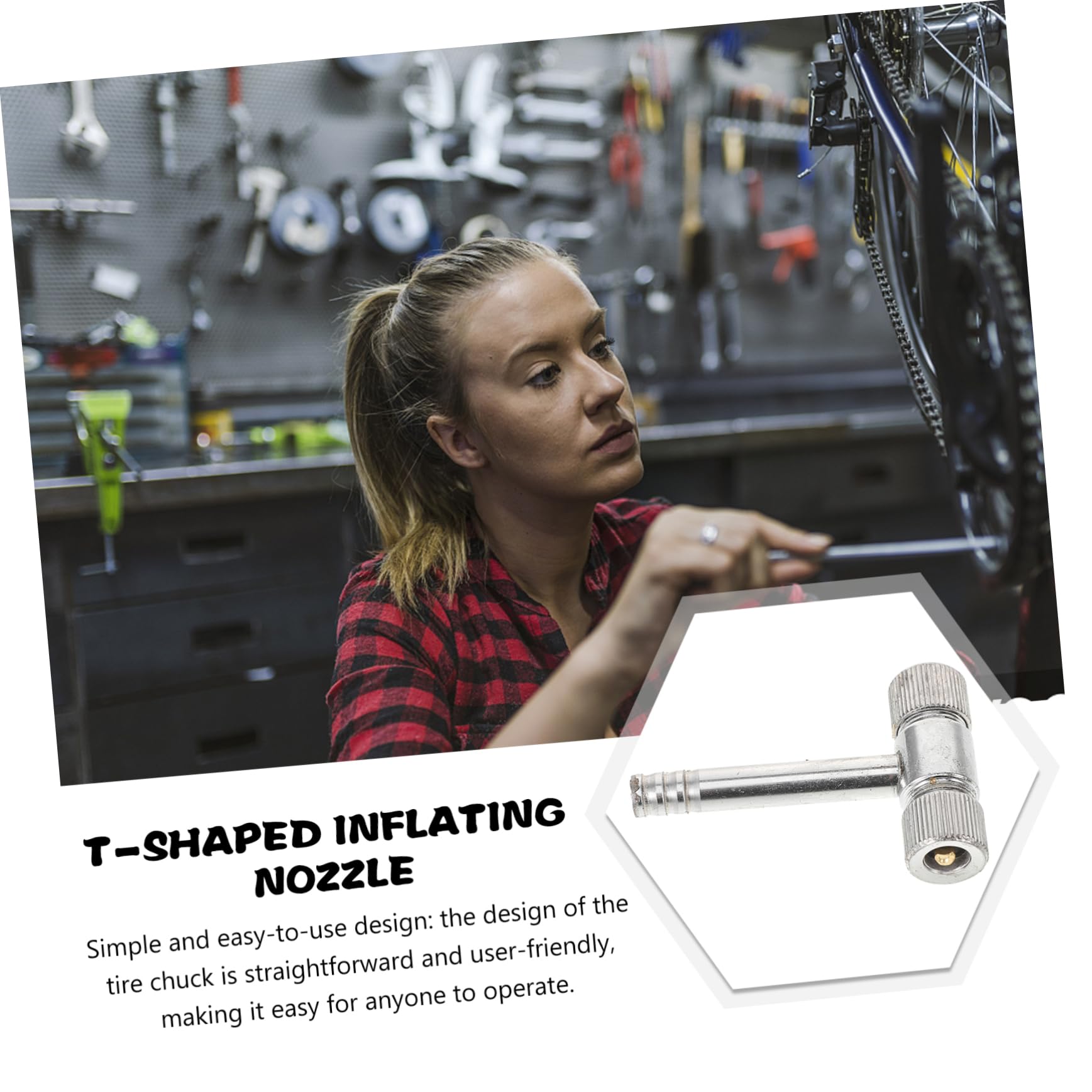 PRETYZOOM Sturdy Carbon Steel Tire Air Chuck T-type Inflator for Smooth and Efficient Inflation