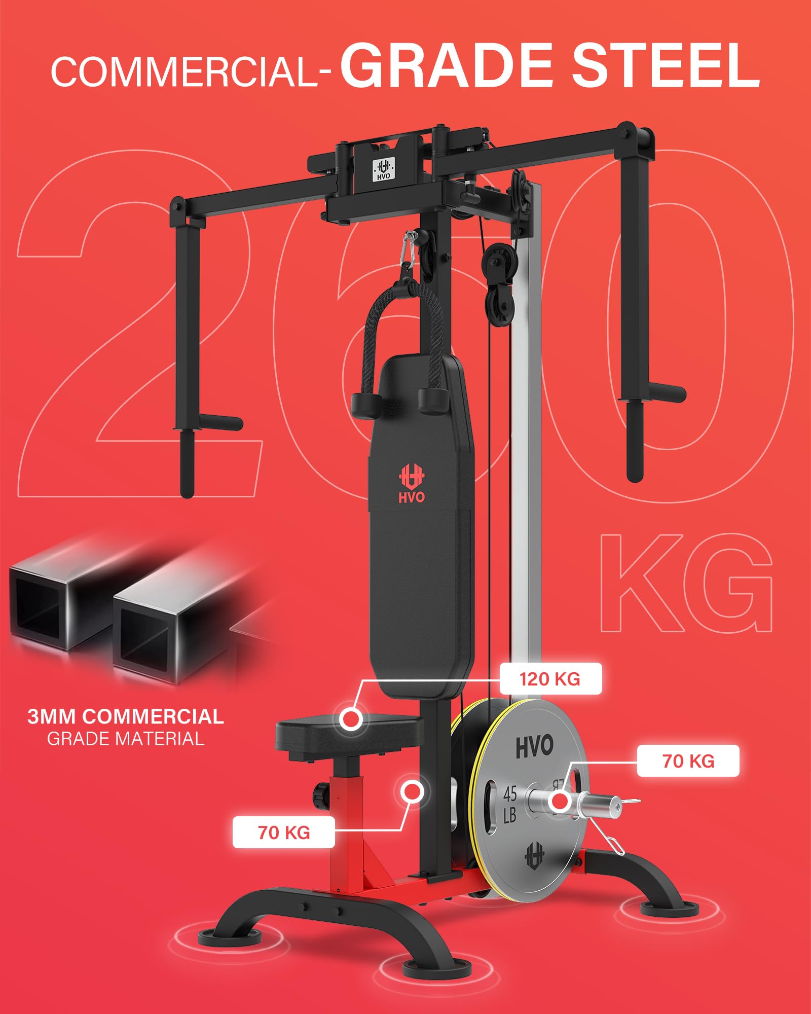HVO Chest Fly Maschine 3 in 1 Brusttrainer Verstellbare Arme | Trainiert Brust und Rücken mit Fly und Reverse Fly Funktionen sowie individuell einstellbaren Armen für Zuhause