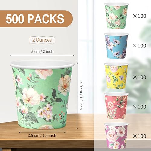 Miniatura 2 de Tiamon 500 tazas de baño de 3 onzas, mini tazas de enjuague bucal desechables con sabor floral para adultos, cocina, baño, picnic, viajes, eventos,