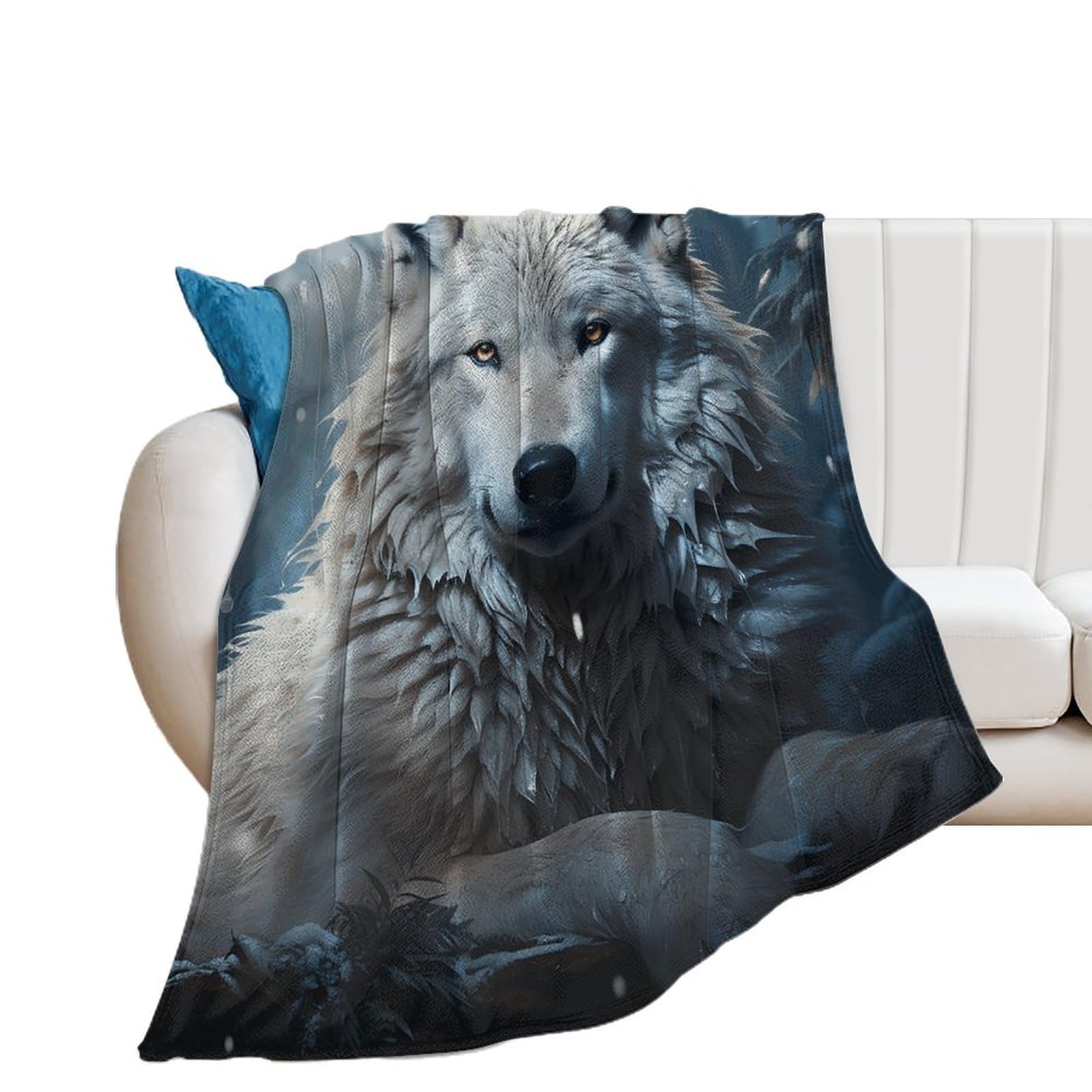 Couverture loup plaid flanelle douce anti-boulochage lit