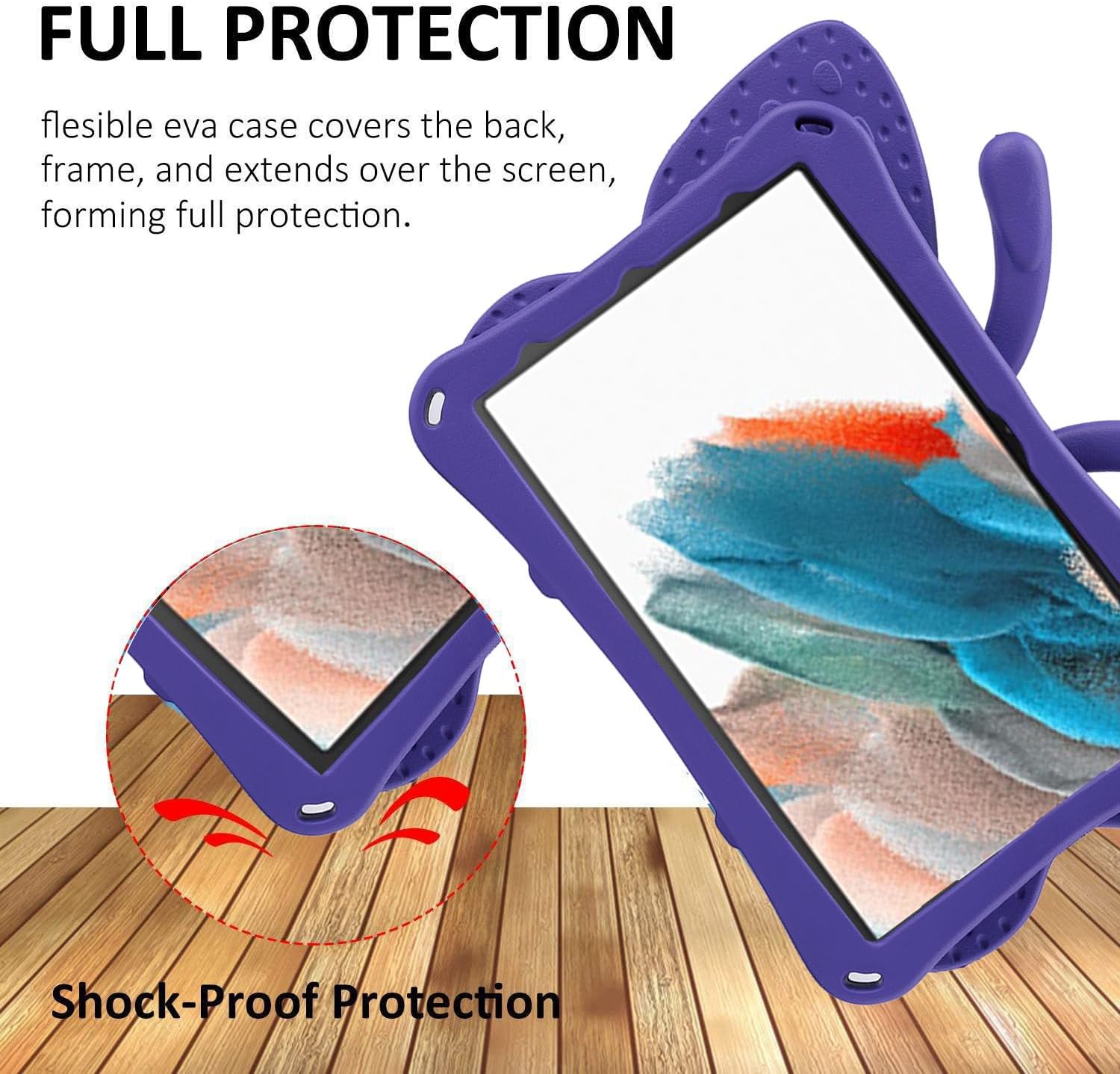 Samsung Galaxy Tab A9 Case Kids 8.7 inch Butterfly Tablet Case with Kickstand Light EVA Full Boby Drop Protective Rugged Shockproof Kid-Proof Kid Pro Tablet Case for Girl Kid (Purple) image 5
