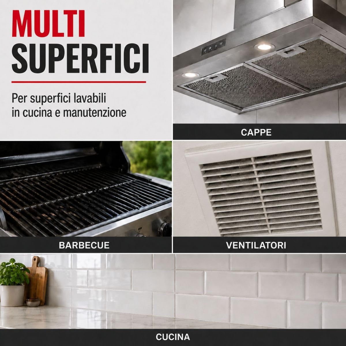 Sgrassatore Cucina, Cappa, Barbecue, Griglie e Piani Cottura 5 L | Sgrassa Grassi e Fuliggine Ostinati, Cappe, Barbecue, Griglie, Piani Cottura, Superfici Lavabili - Arcane Industries