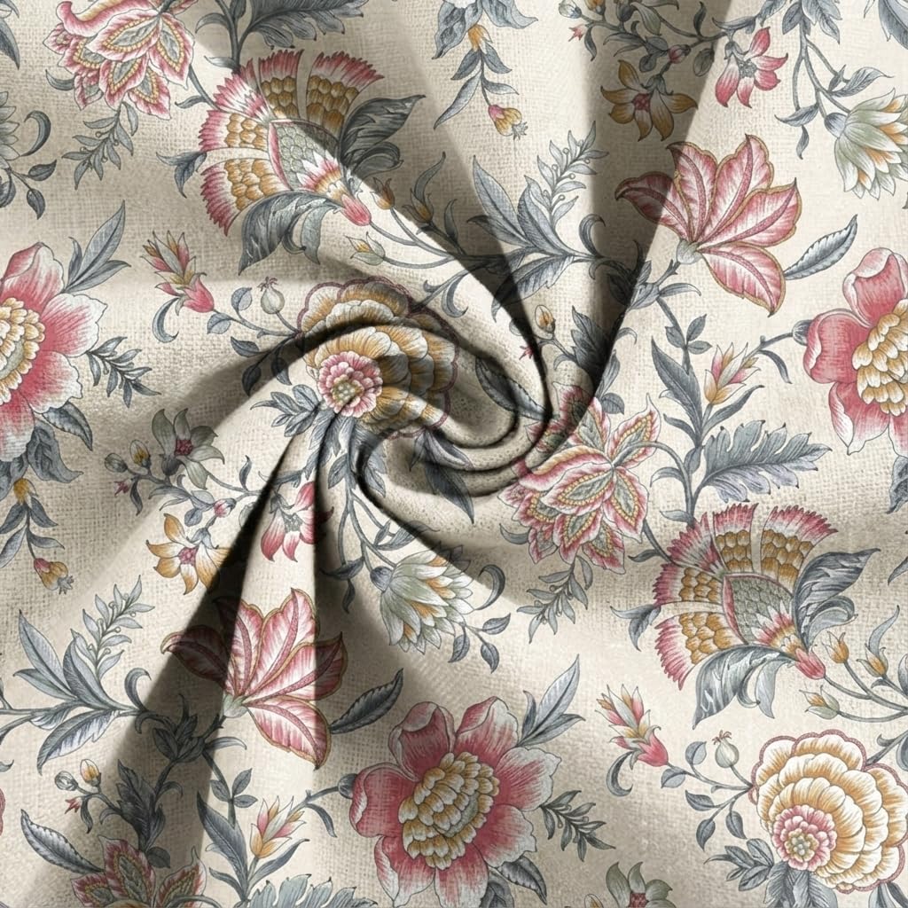 Print Essentials I-1 Sumo Matty Curtain Fabric | Floral Printed Rust Color Polyester Fabric | 220 GSM Heavy Curtain Material for DIY Drapes, Upholstery & Home Décor-Corsage(3-Meter)-image-47