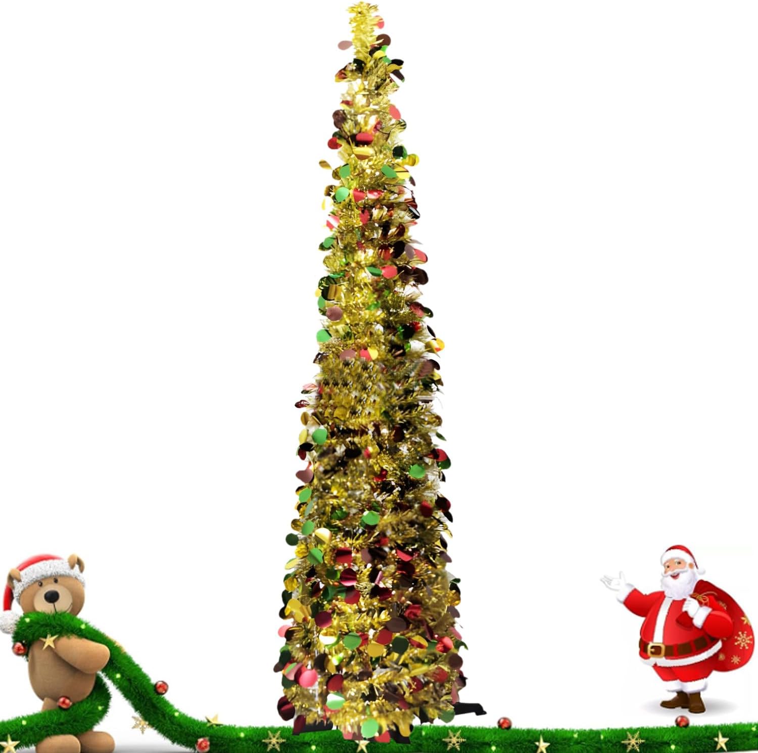 Artificial Christmas Tree,5FT/ 1.5M Pop Up Christmas Tree with 5m 50