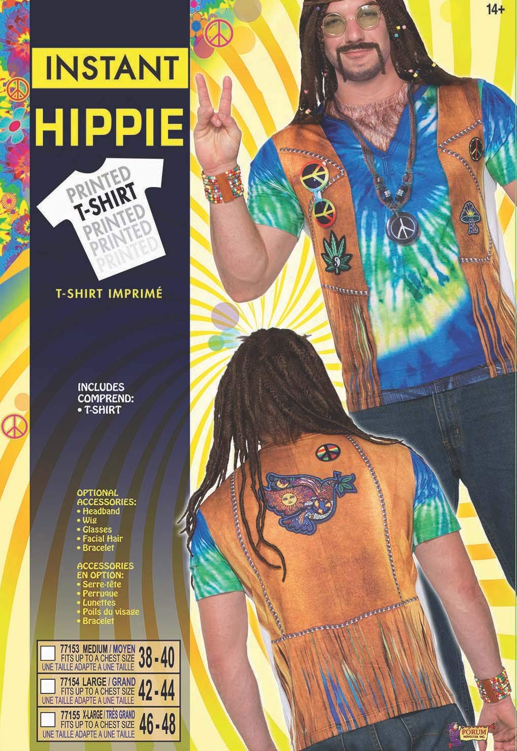 Forum Novelties 77154 111,8 cm Instant Hippy Uomo t-Shirt
