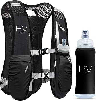 Running Vest Men and Women with 500ml Soft Water Bottle - Lightweight Hydration Vest with 6 Pockets and Waterproof Phone Pocket - Reflective Trail Running Backpack for Marathon , Hiking , Cycling