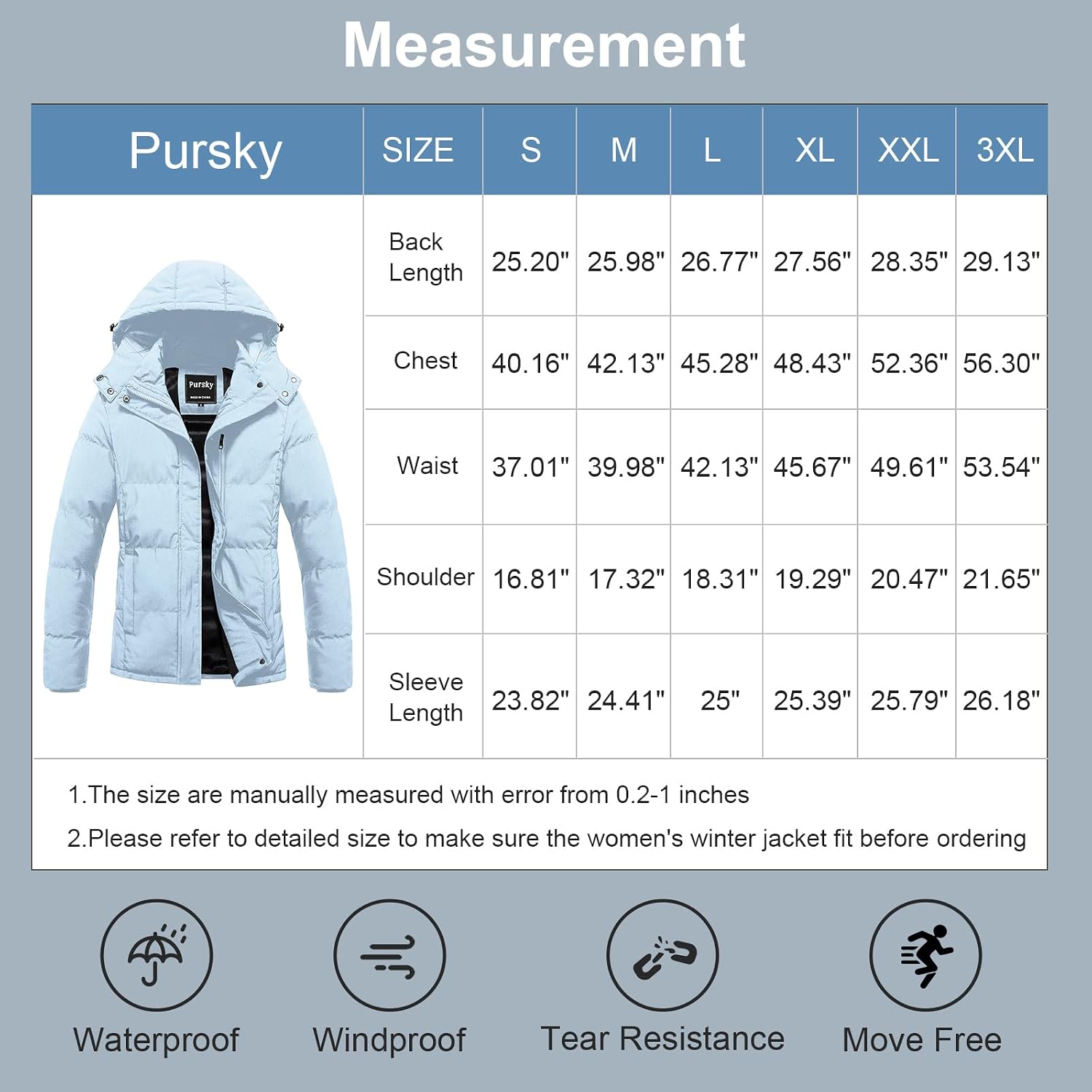 Pursky Women's Warm Winter Thicken Coat Waterproof Cropped Jackets Parka With Removable Hood
