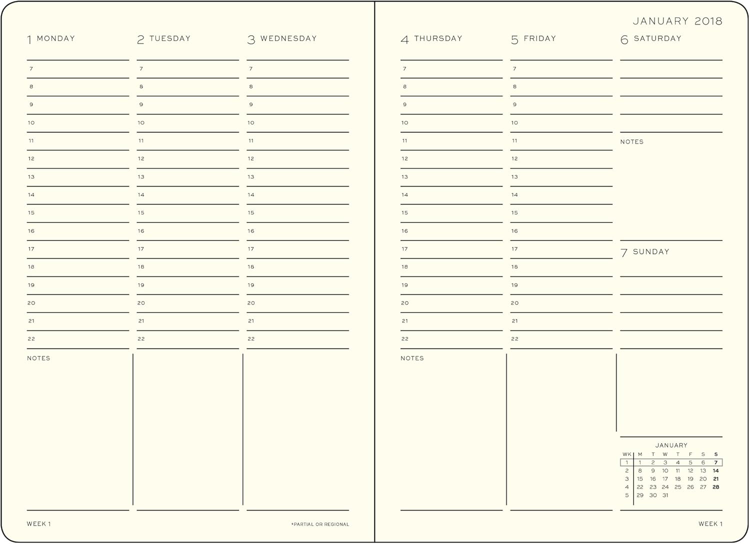 LEUCHTTURM1917 355262 Week Planner Medium (A5) 2018, Black, English