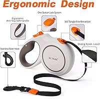 Vista 2 de Retractable Dog Leash, Dog Leash Retractable for Medium/Large Dogs up to 110 lbs, Strong Nylon Tape, Tangle Free, One-Hand Brake, Large White